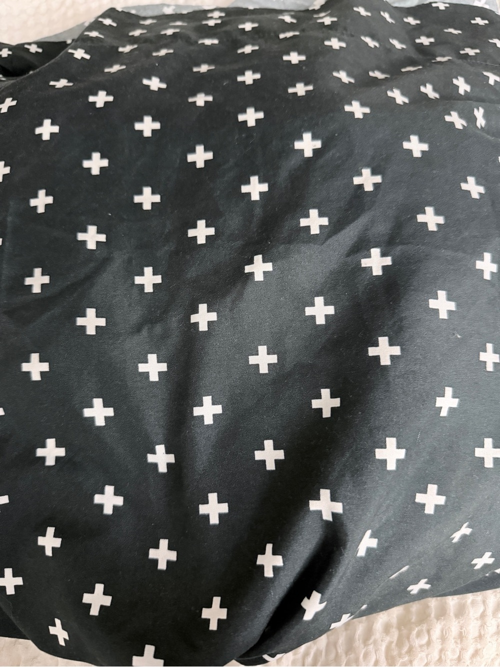 Black and White Plus cross sign twin sheet set